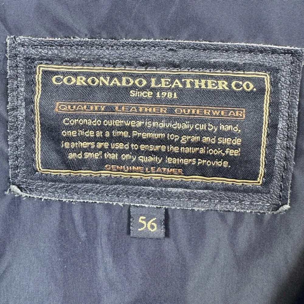 Coronado Leather Vest Mens Size 56 Black Conceal Carry Classic Lapel Snap Biker